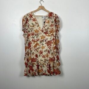 A Calin by Flying Tomato dress women size L long sheer sleeve V neck lined dress